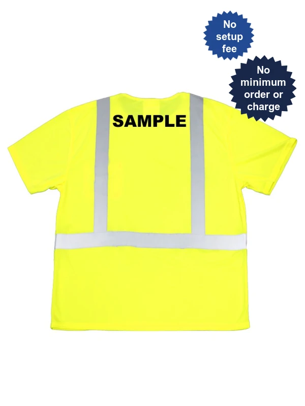liberty safety moisture wicking hi vis t shirt class 2  custom black text xl
