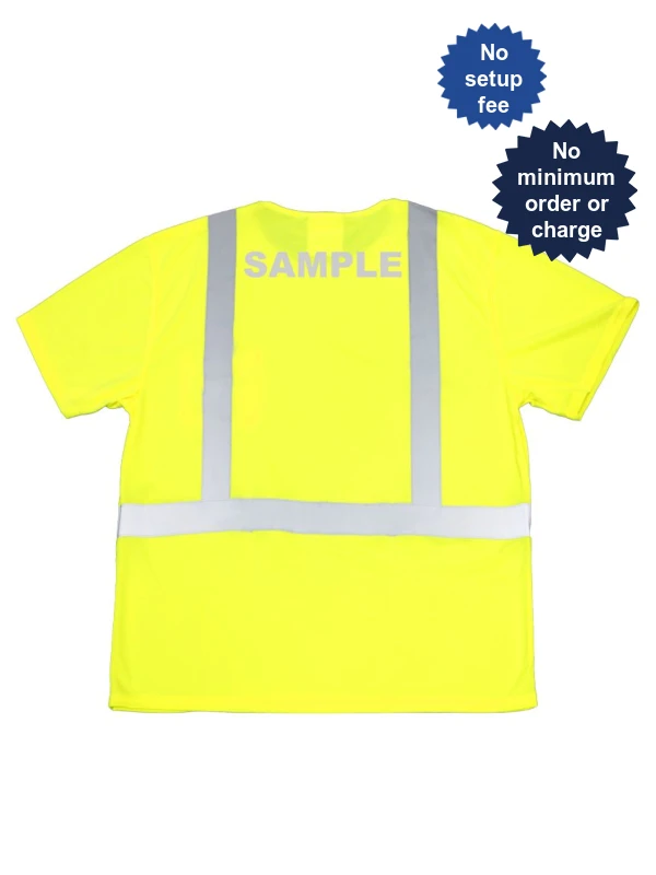 liberty safety moisture wicking hi vis t shirt class 2  custom reflective text xl