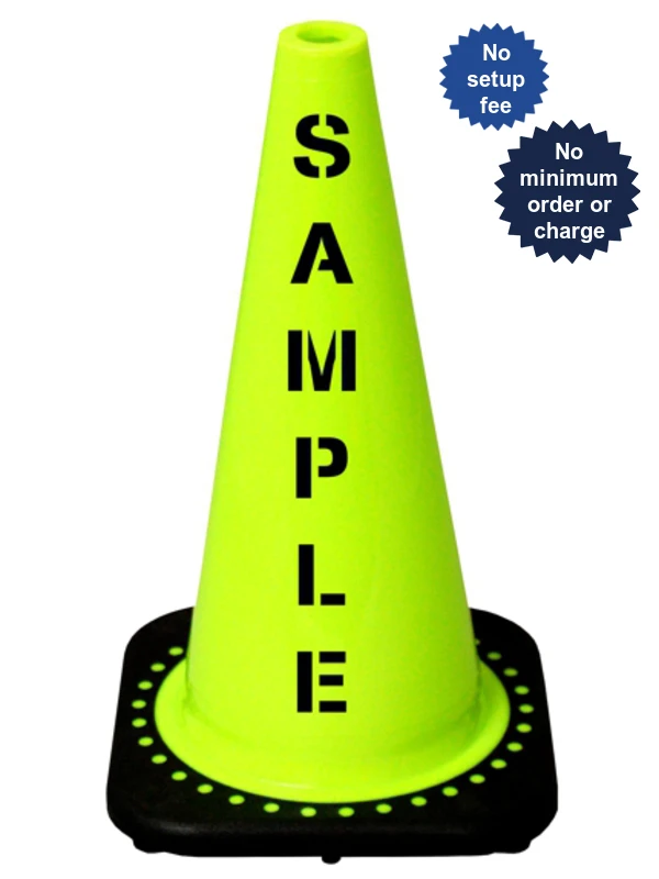 Lime 18\" Black Base Cone with Custom Stencil