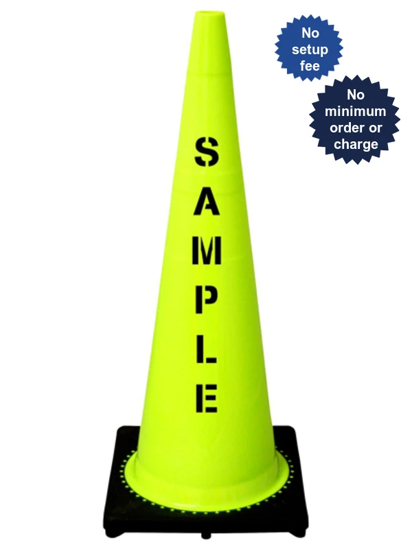 Lime 36\" 10 Lb. Black Base Cone with Custom Stencil