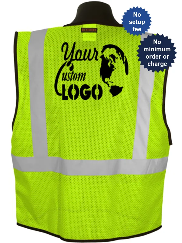 economy class 2 mesh ground crew vest lime traditional stripes 2xl to 3xl custom vest logo
