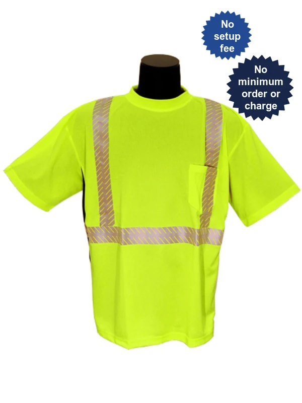LIME, Premium, High Visibility Microfiber Polyester Class 2 T-Shirt, Large