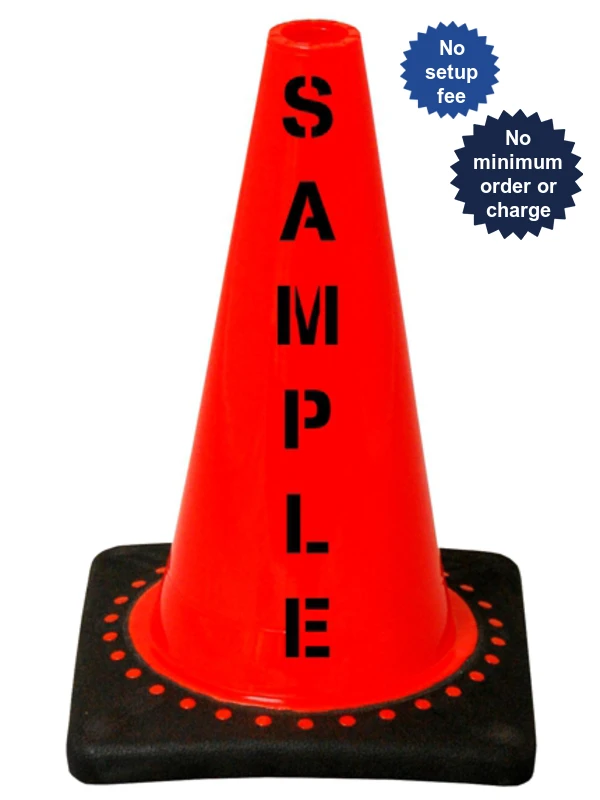 Orange 12\" Black Base Cone with Custom Stencil