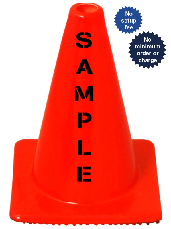 Orange 12\" Flow Molded Cones with Custom Stencil