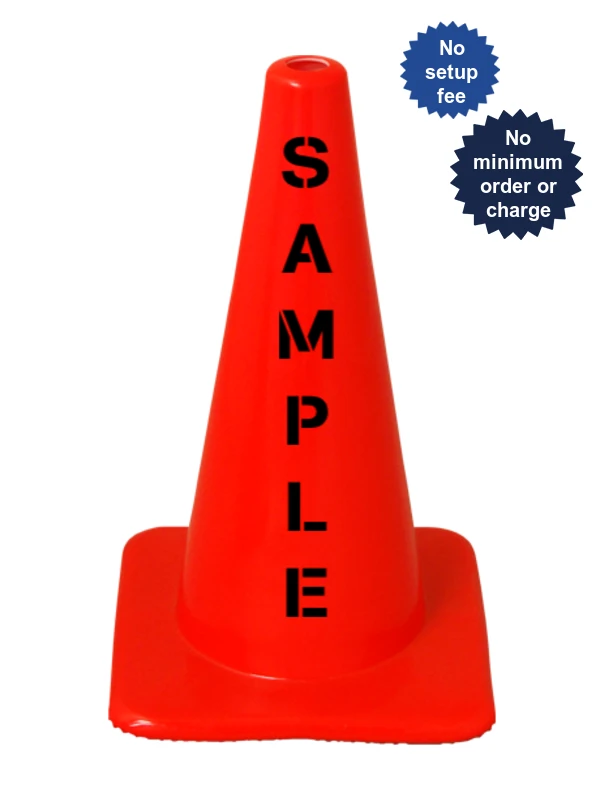 Orange 18\" Flow Molded Traffic Cone w/Custom Stencil