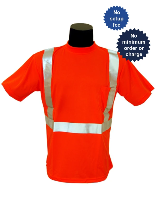 ORANGE, High Visibility, Microfiber Polyester Class 2 T-Shirt, Large