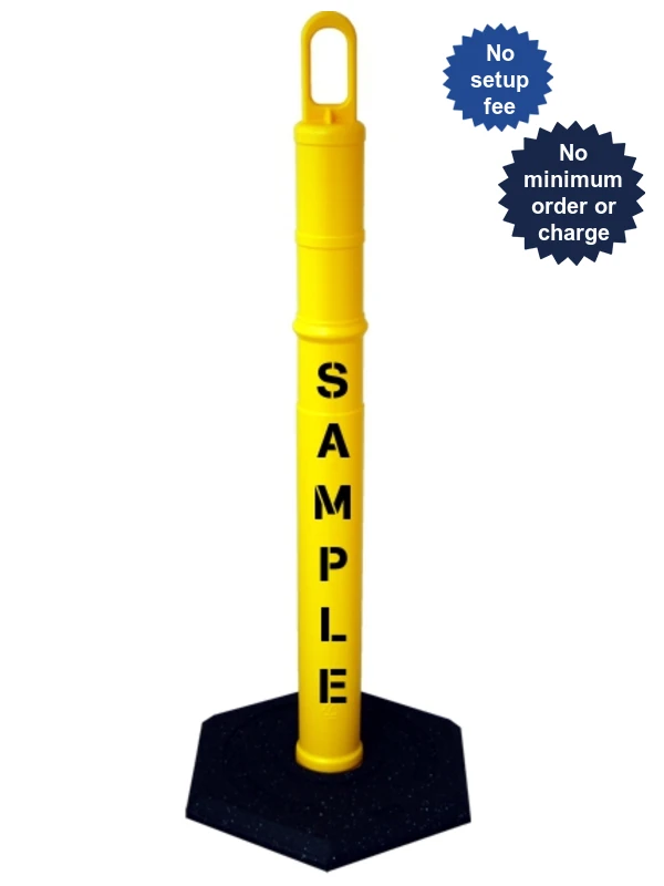 42\" YELLOW Looper Tube with 18 Lb. Base with Custom Stencil