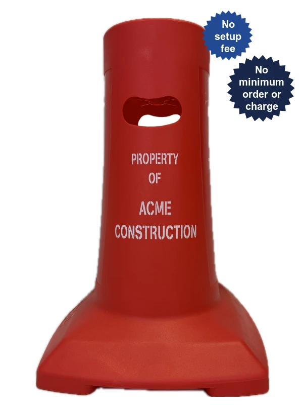33\" Tall, Red HDPE Plastic, OSHA Compliant, Fire Extinguisher Stand w/Custom Lettering on Two Sides