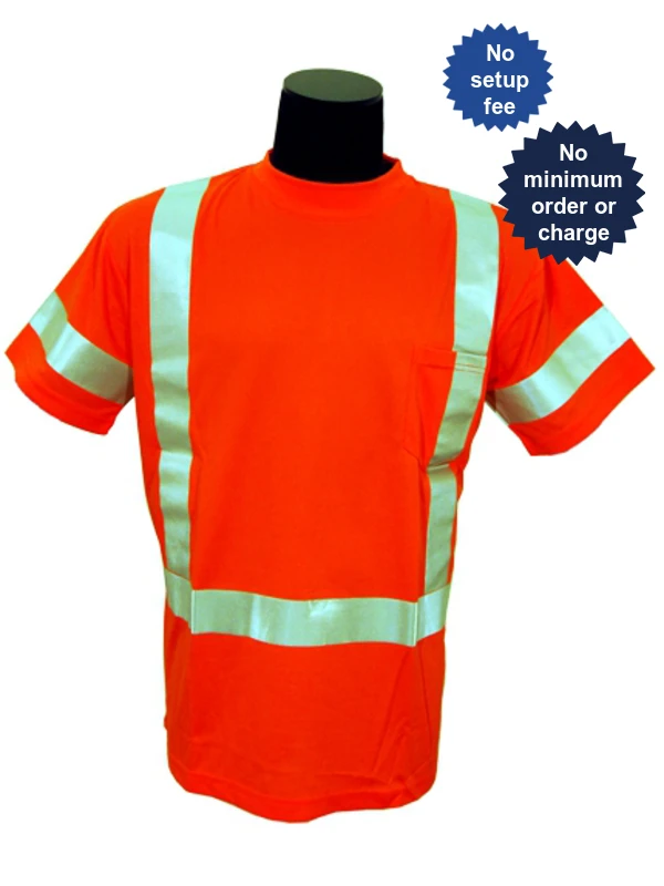 ORANGE, High Visibility, Microfiber Polyester Class 3 T-Shirt, Large